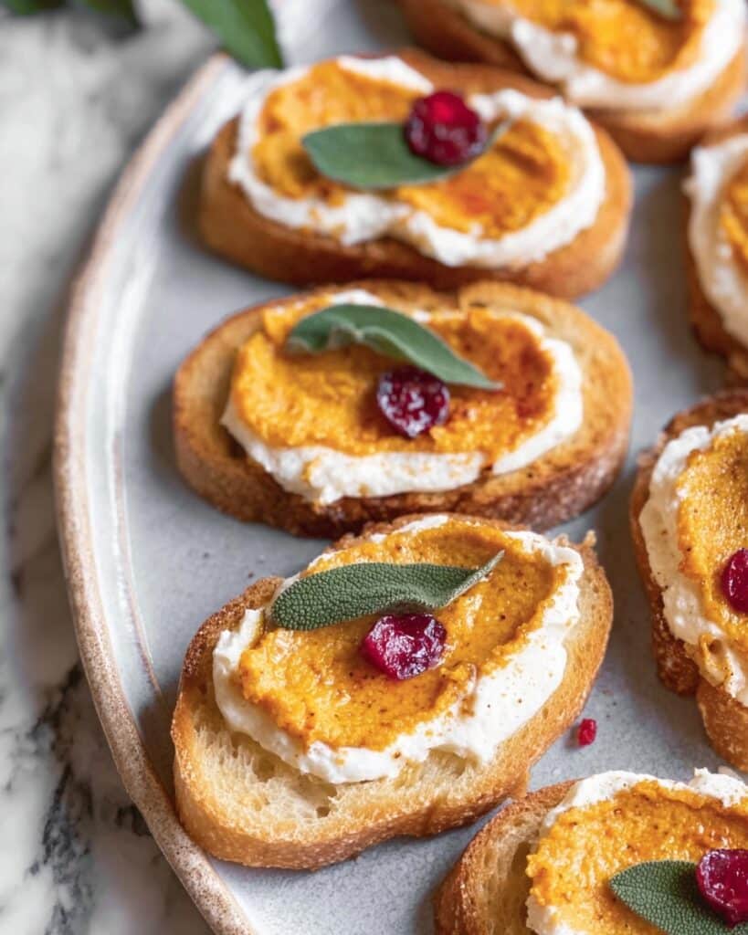 Butternut Squash Crostini with Whipped Goat Cheese and Pickled Cranberries Recipe