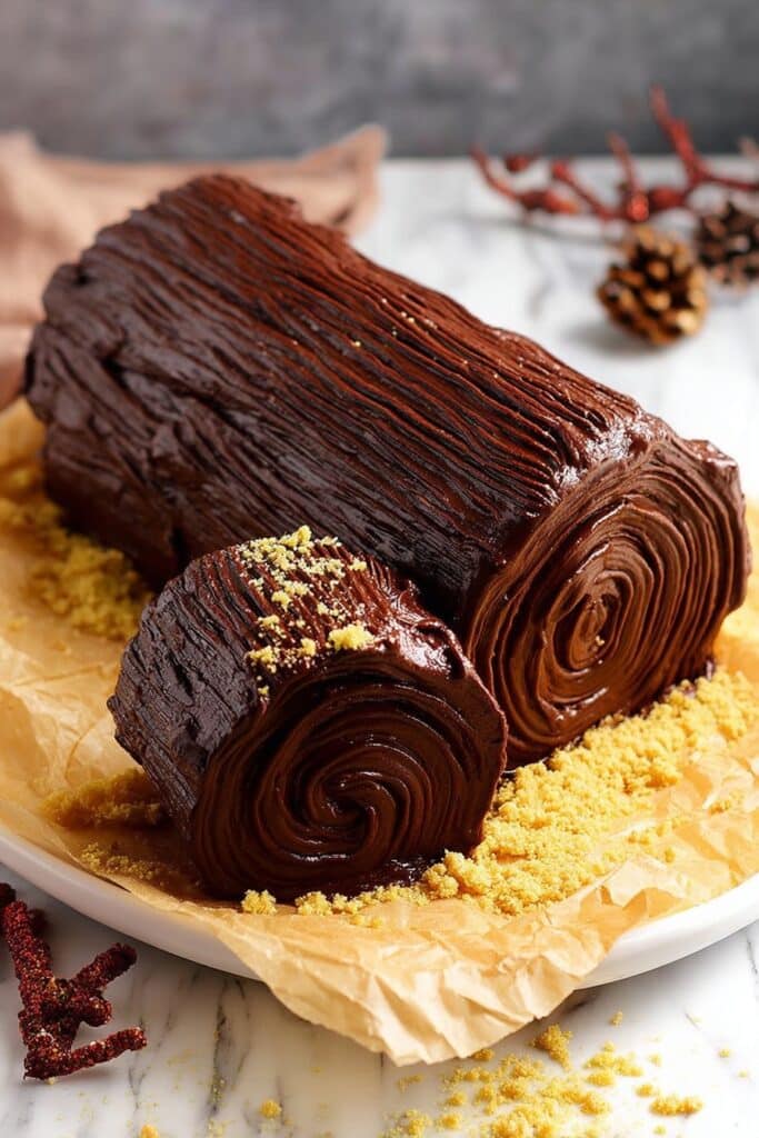 Decadent Chocolate Yule Log Cake Recipe