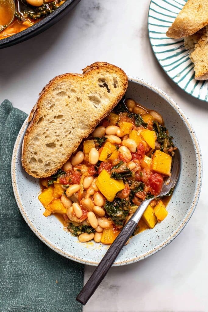 Stewed Great Northern Beans with Kale, Tomatoes, and Herb-Infused Broth Recipe