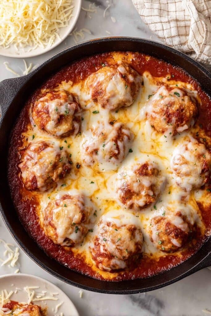 Baked Chicken Parmesan Meatballs Recipe
