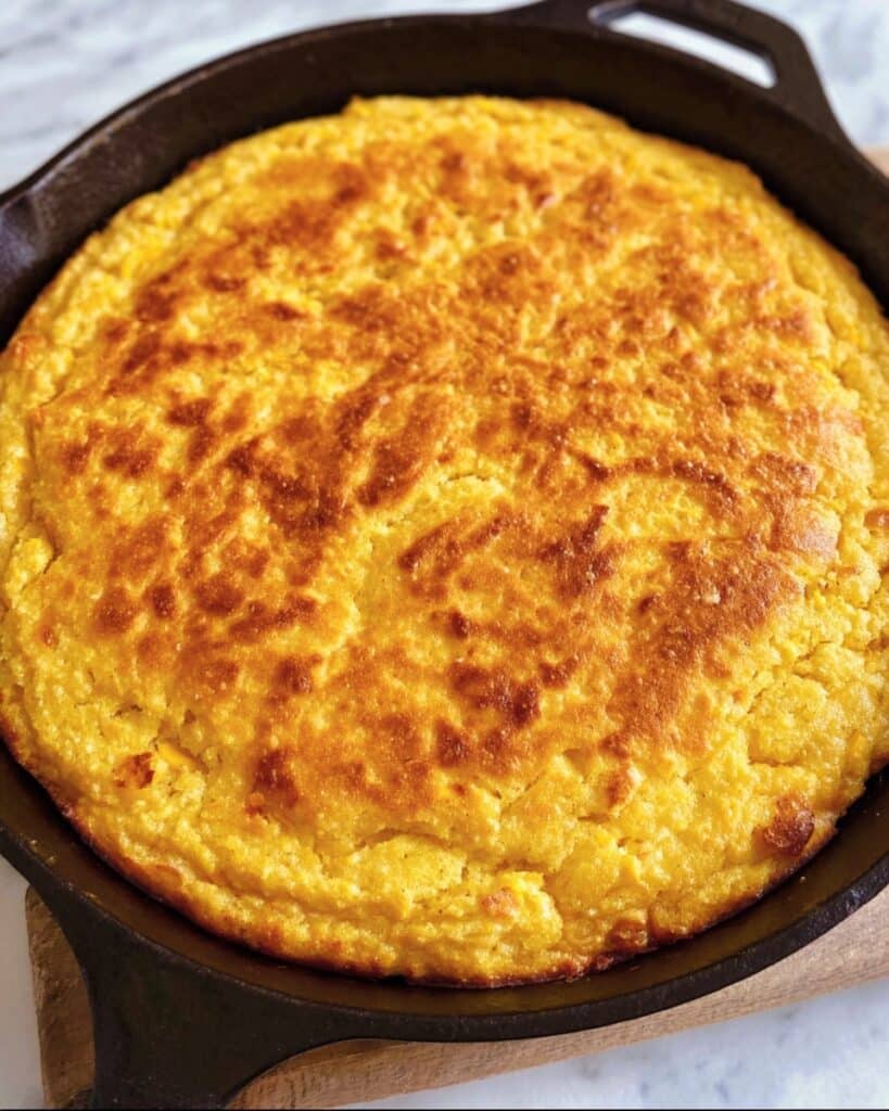 Skillet Cornbread with Cheddar and Corn Recipe