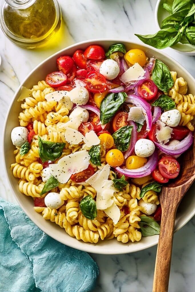 Caprese Pasta Salad with Fresh Tomatoes Recipe