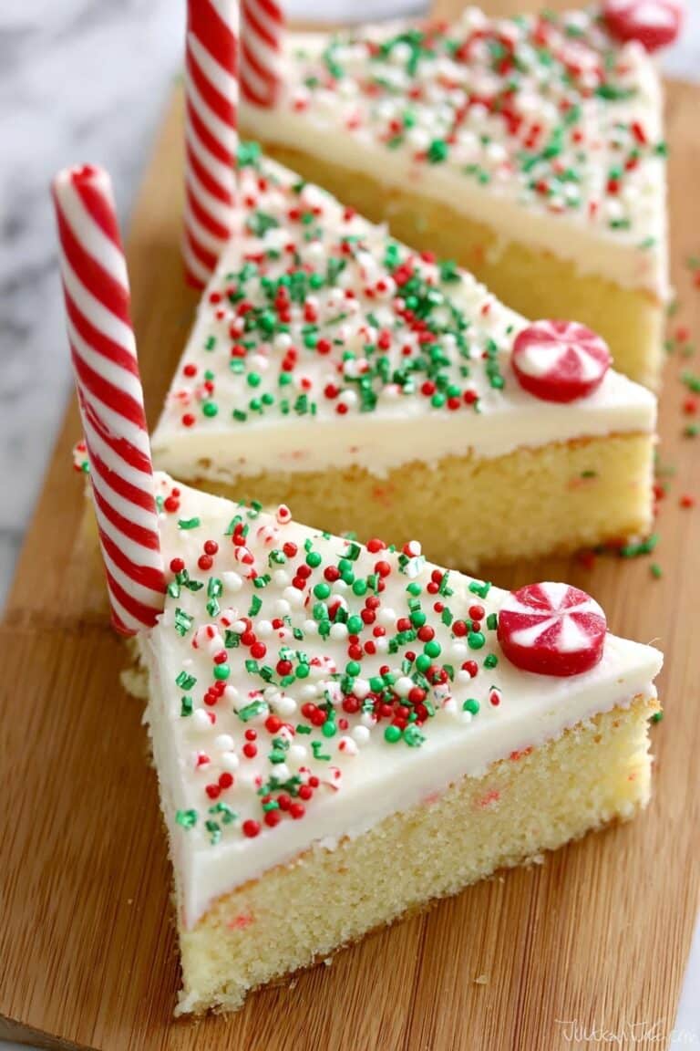 Holiday Christmas Sheet Cake With Candy Cane Trees Recipe