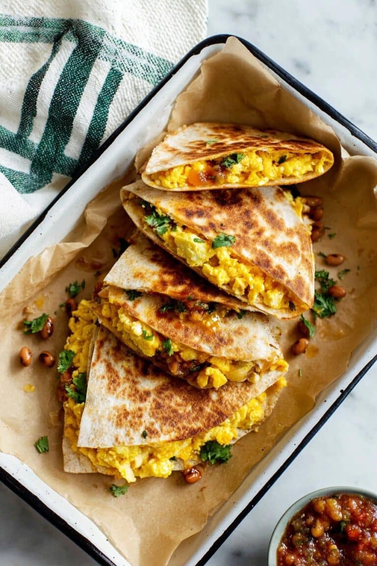 Easy Breakfast Quesadilla with Eggs and Beans Recipe