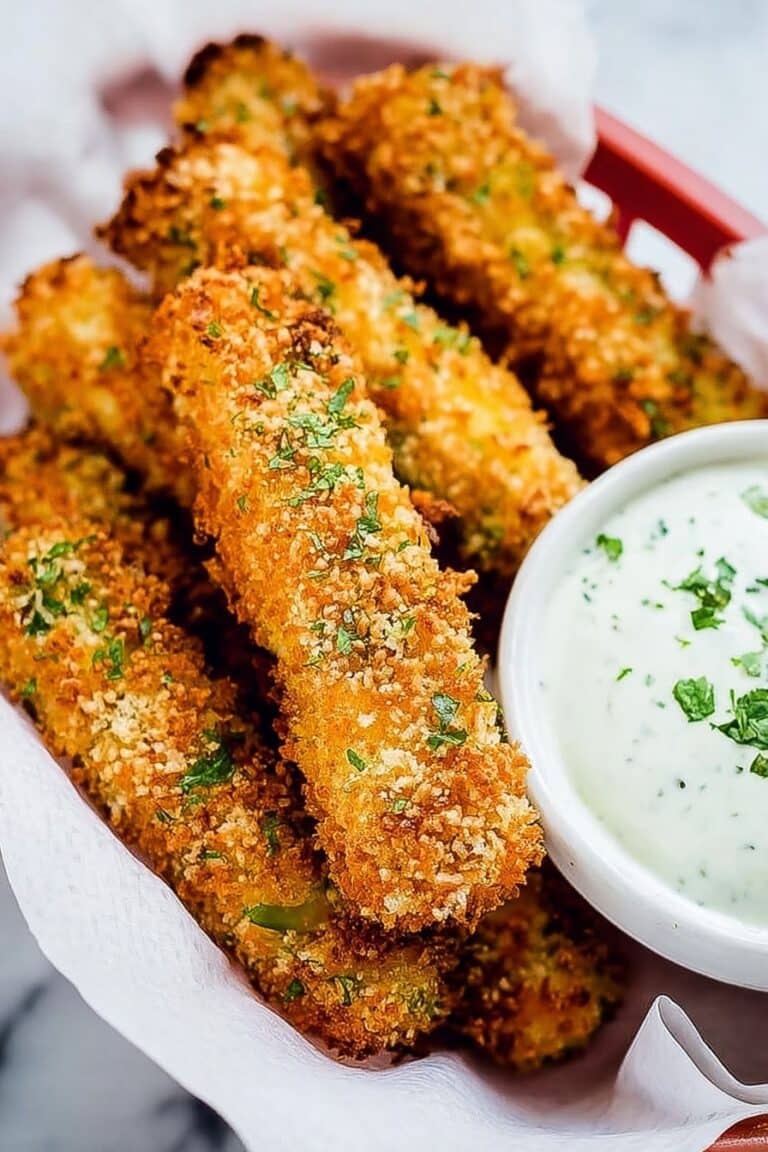 Crispy Baked Pickle Fries with Dill Ranch Recipe