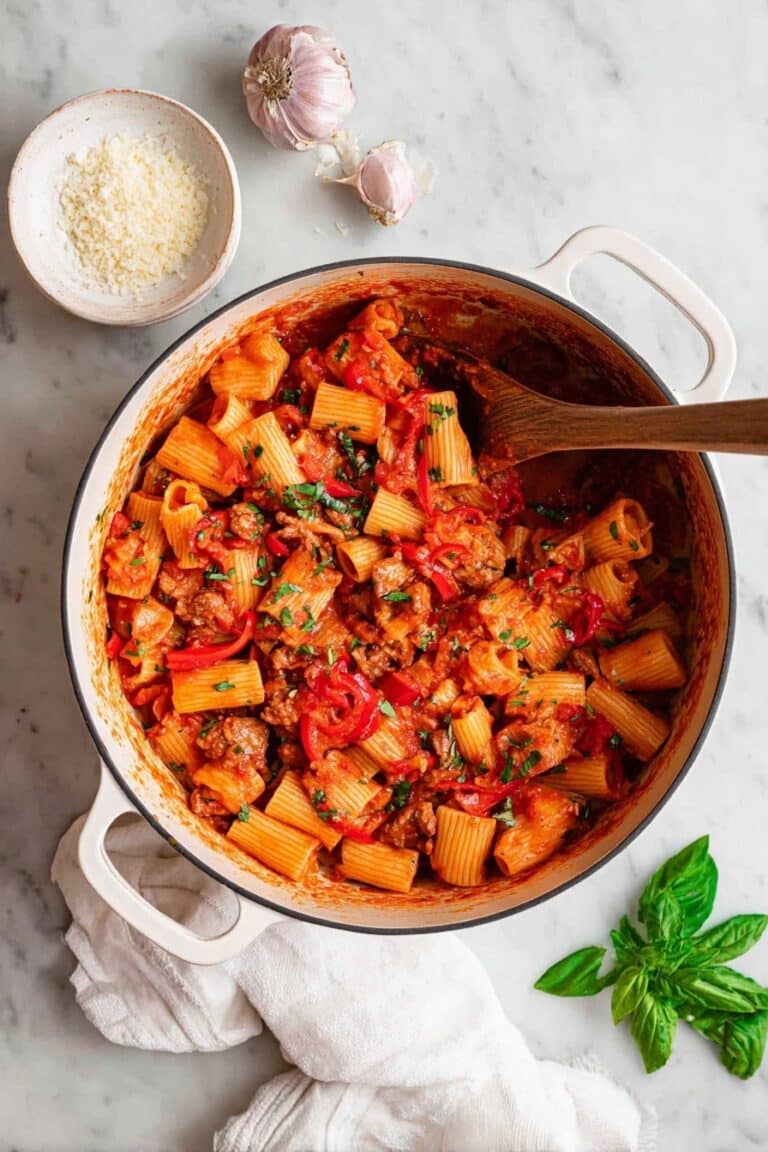 Spicy Chicken Riggies with Tomato Cream Sauce Recipe