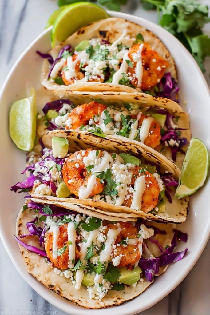 Shrimp Tacos with Creamy Lime Sauce Recipe