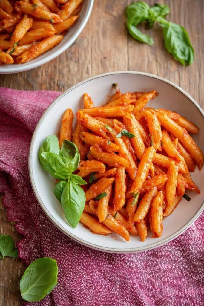 Quick Penne Pomodoro with Fresh Basil Recipe
