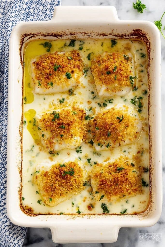 Creamy Baked Cod with Garlic and Parmesan Recipe