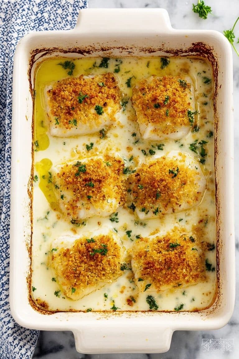 Creamy Baked Cod with Garlic and Parmesan Recipe