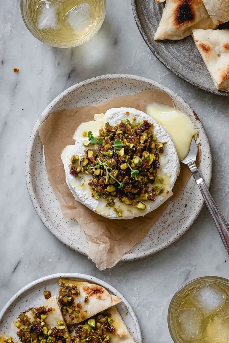 Baked Brie with Fig Jam and Pistachios Recipe