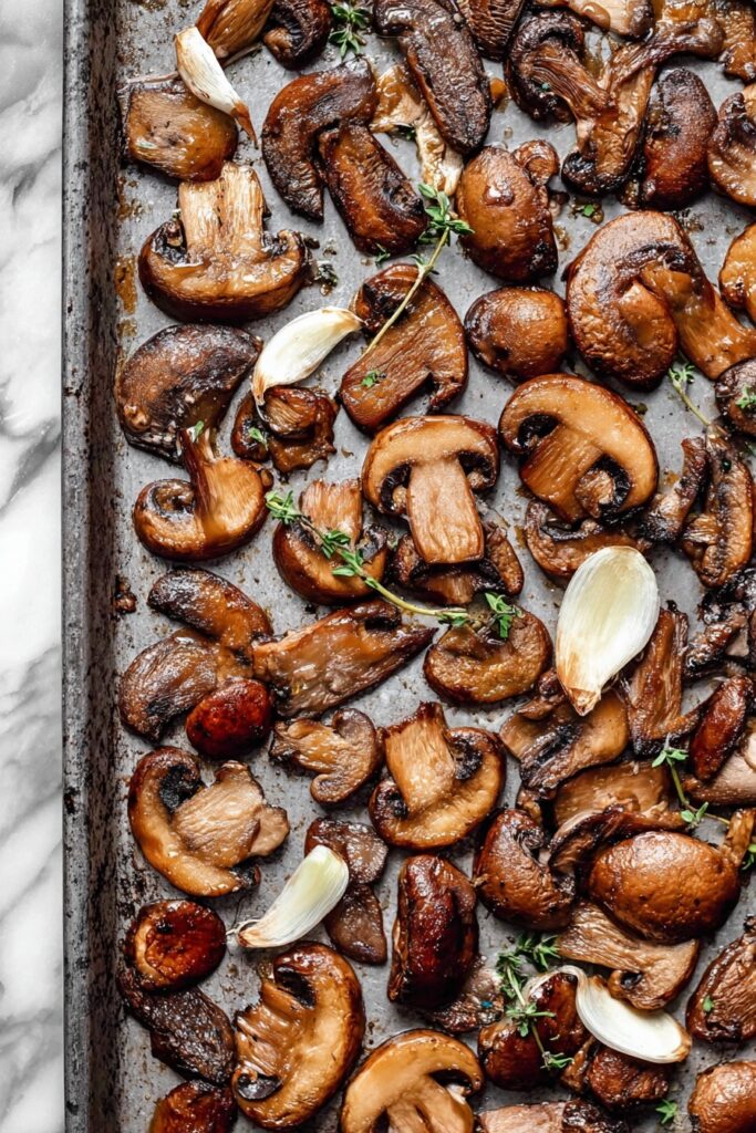 Crispy Garlic Thyme Roasted Mushrooms Recipe