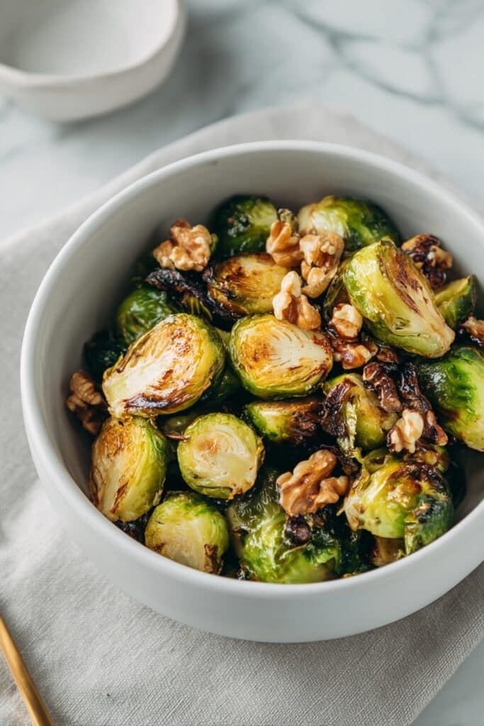 Roasted Brussels Sprouts with Walnuts and Pomegranate Recipe