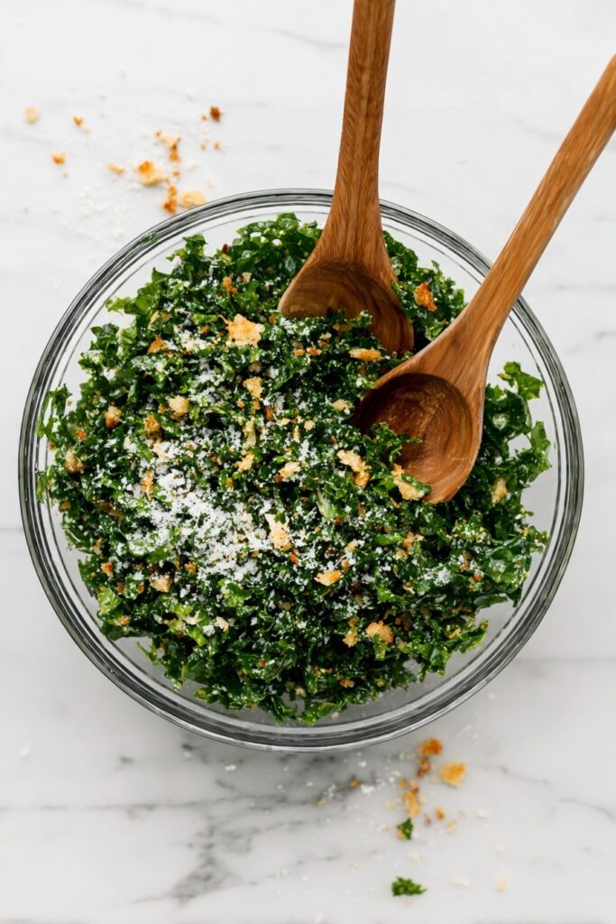 Toasted Bread Parmesan Kale Salad Recipe