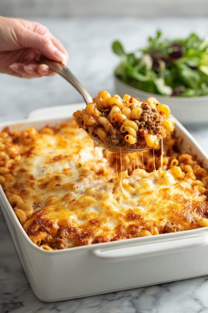 Beef Mushroom Johnny Marzetti Casserole Recipe