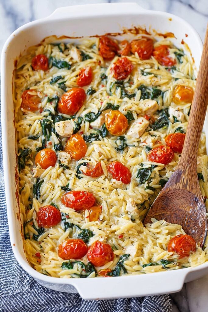 Creamy Chicken Orzo Bake Recipe