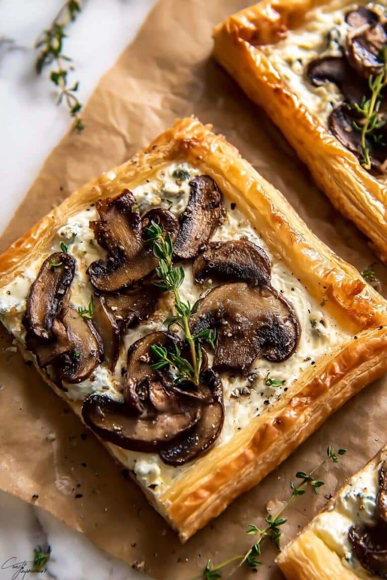 Mushroom and Goat Cheese Puff Pastry Tart Recipe