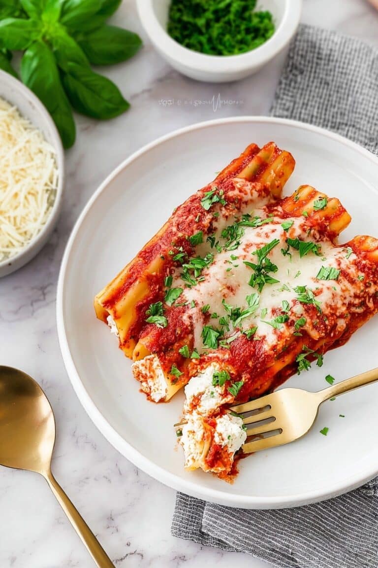 Cheese Manicotti Recipe with Marinara Sauce Recipe