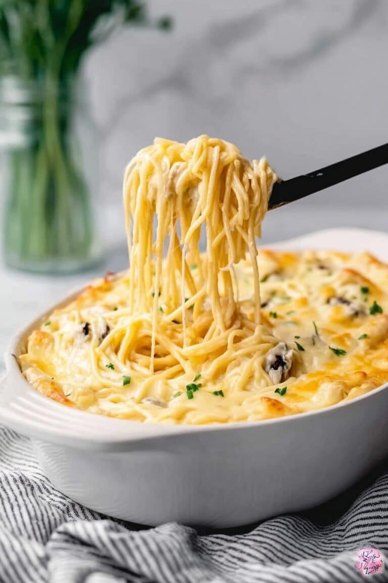 Cheesy Chicken Spaghetti Bake Recipe