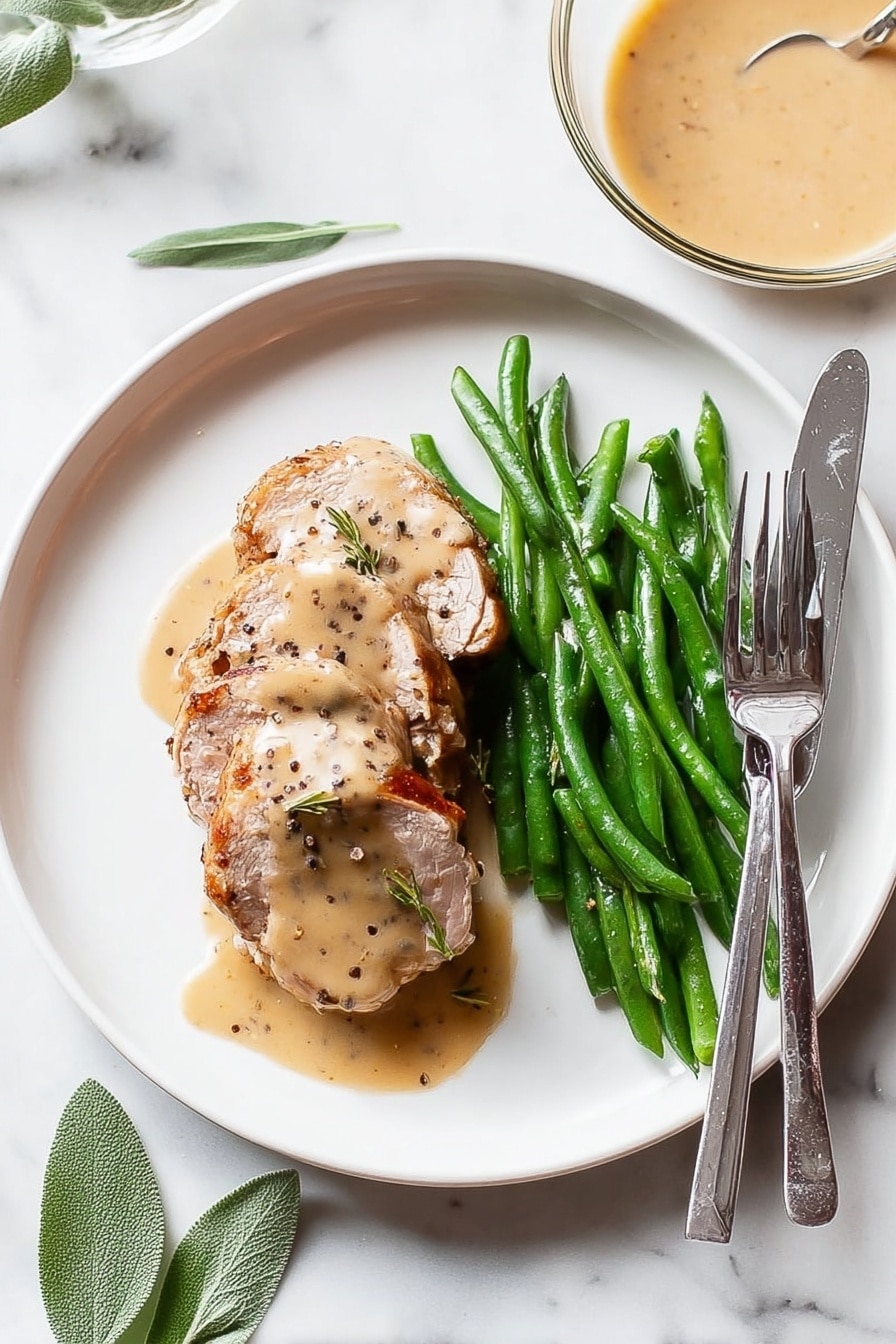 The image shows four slices of roasted chicken with golden brown, slightly crispy skin on top, placed in a row on a white plate with a gray rim. Each slice shows two layers: the top crispy skin with a rich, golden color and some charred spots, and the inner white meat beneath, which looks tender and juicy. Some green leaves are visible in the background, resting on the white marbled surface under the plate. The scene is close-up, highlighting the texture of the roasted skin and the softness of the chicken meat. Photo taken with an iphone --ar 2:3 --v 7 - Turkey Roulade with Cranberry Stuffing, festive turkey roulade recipe, holiday turkey breast roulade, easy turkey roulade with cranberry stuffing, show-stopping holiday centerpiece