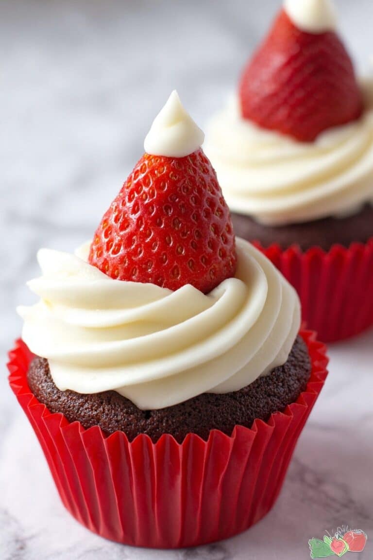 Strawberry Santa Hat Cupcakes Recipe