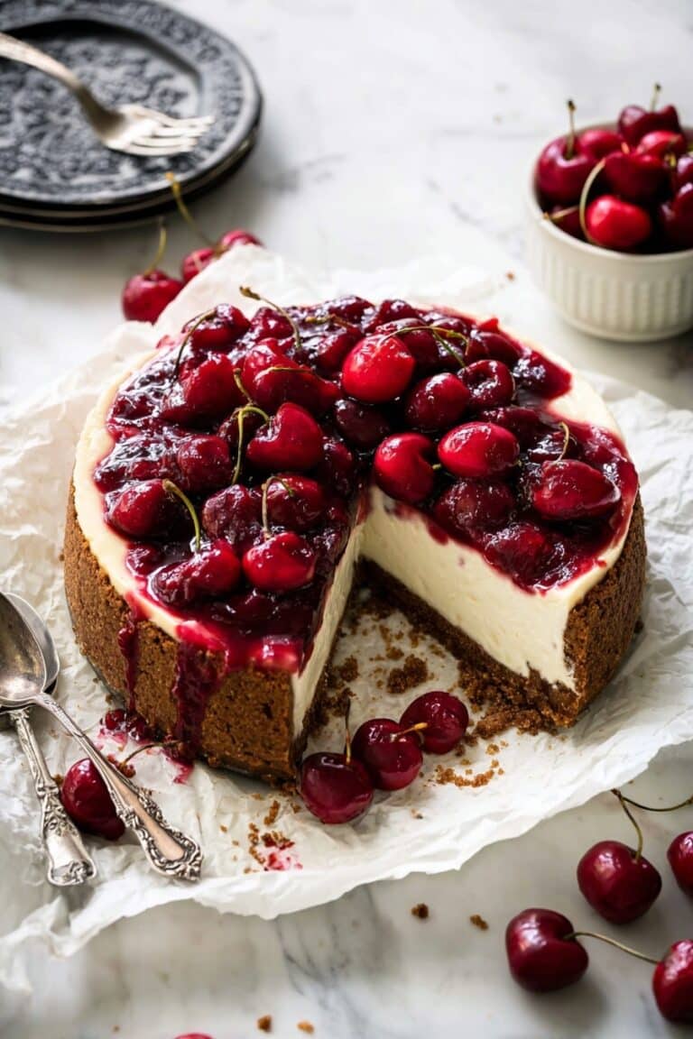 Cherry Cheesecake with Biscoff Crust Recipe