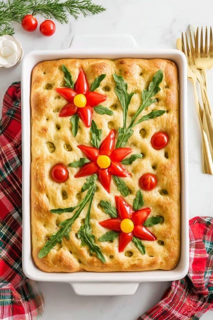 Poinsettia Focaccia Bread Recipe