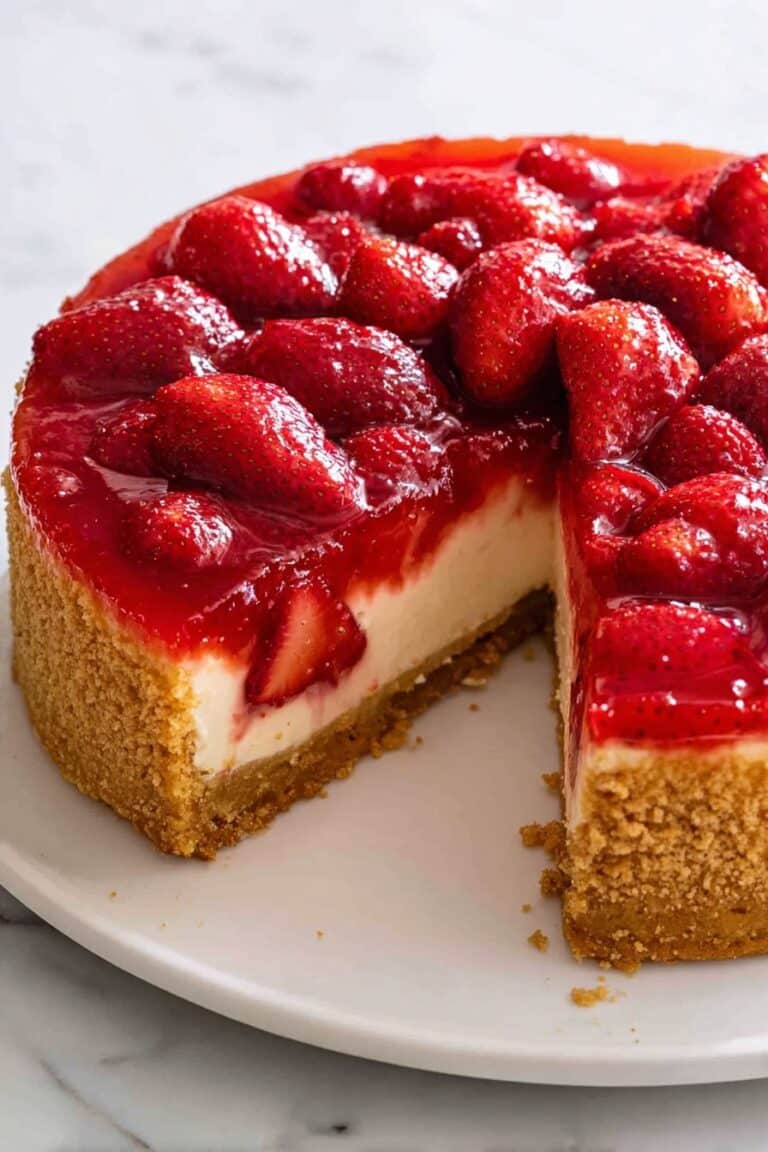 Strawberry Cheesecake with Fresh Strawberry Sauce Recipe