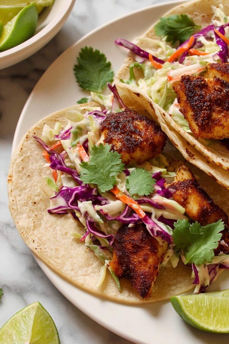 Air Fryer Fish Tacos with Cilantro Lime Slaw Recipe