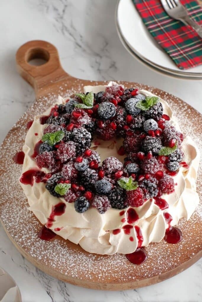 Christmas Pavlova Wreath with Fresh Berries Recipe