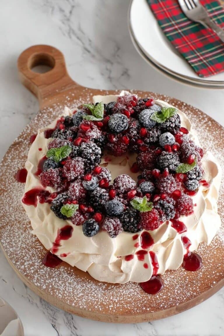 Christmas Pavlova Wreath with Fresh Berries Recipe