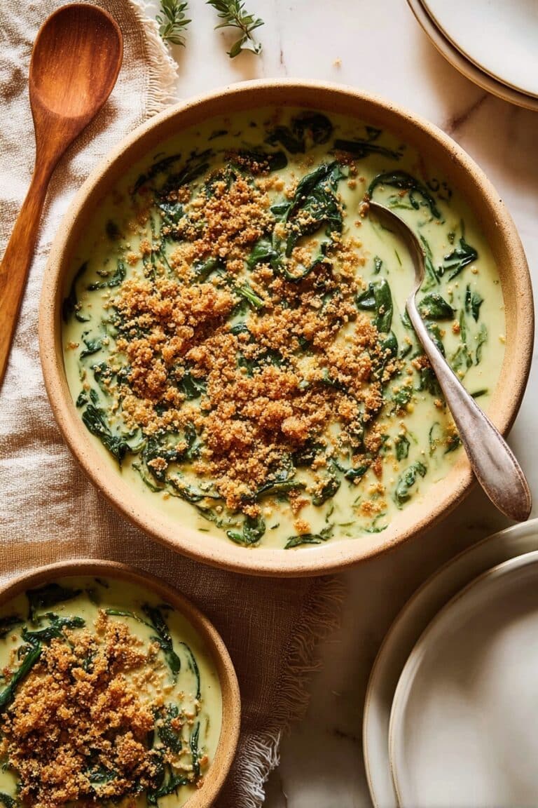 Creamed Spinach with Lemon and Panko Recipe