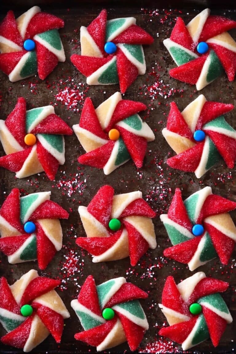 Poinsettia Cookie Pinwheels Recipe