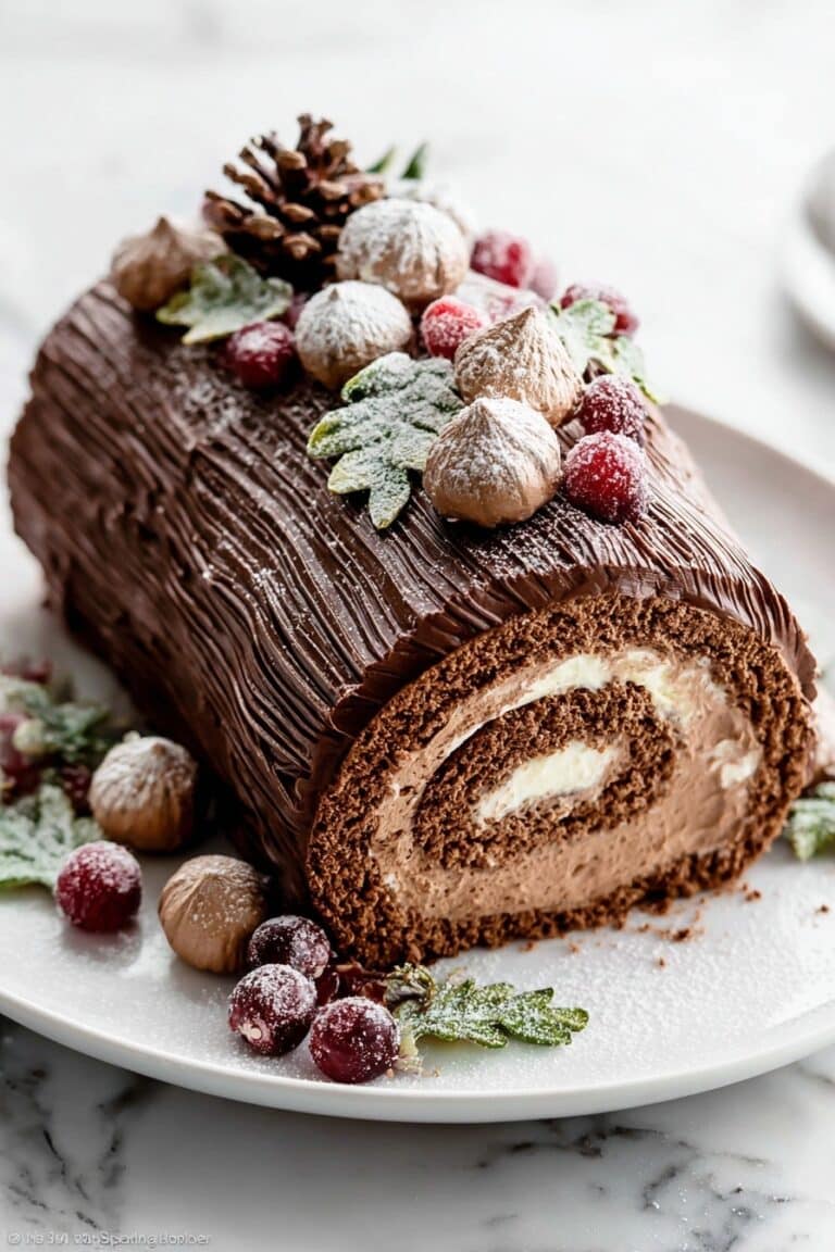 Festive Chocolate Yule Log Cake Recipe
