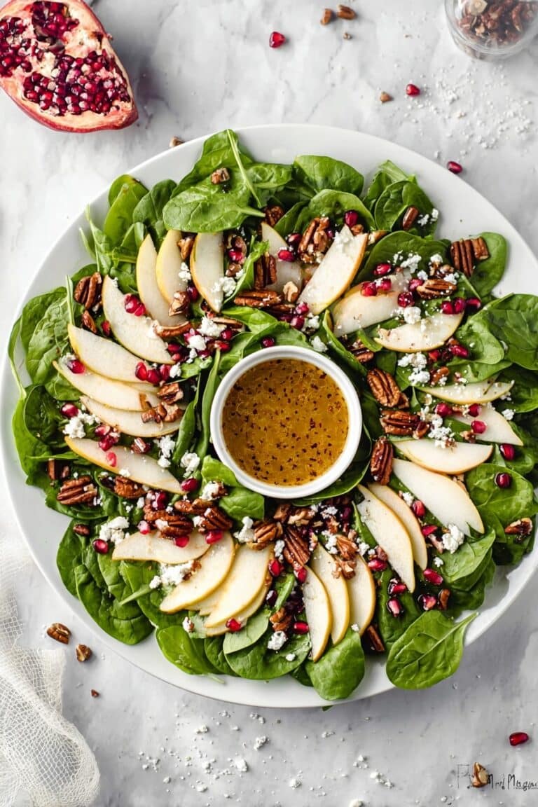 Christmas Pomegranate Pear Wreath Salad Recipe
