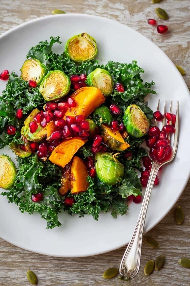 Vegan Roasted Brussels Sprouts and Butternut Squash Salad Recipe