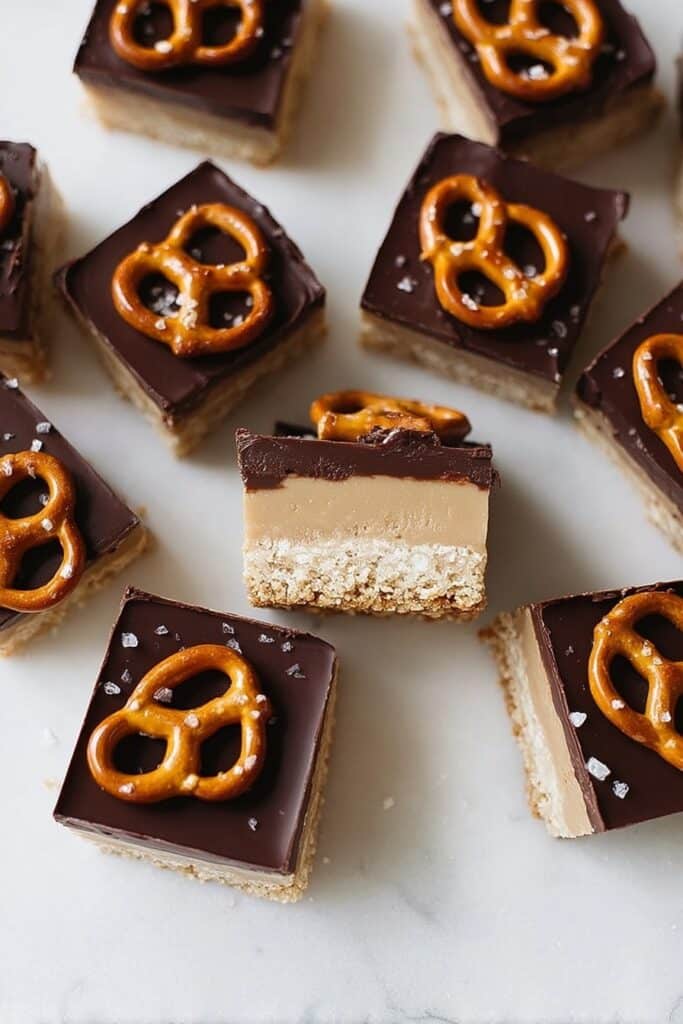 Pretzel Millionaire Bars with Caramel and Chocolate Recipe