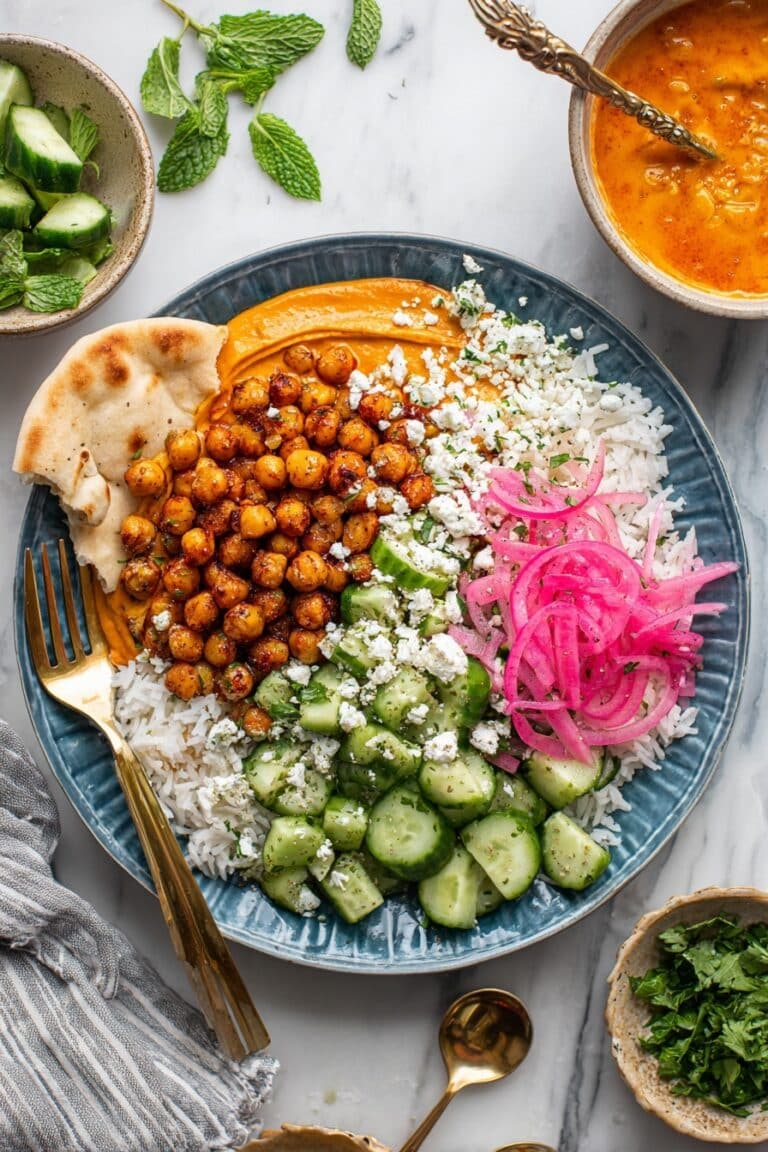 Mediterranean Chicken Bowls with Spicy Feta Sauce Recipe