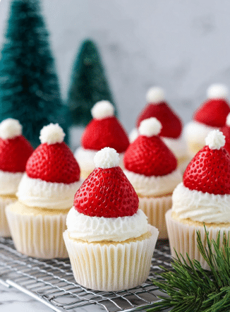 Santa Hat Mini Cheesecakes Recipe