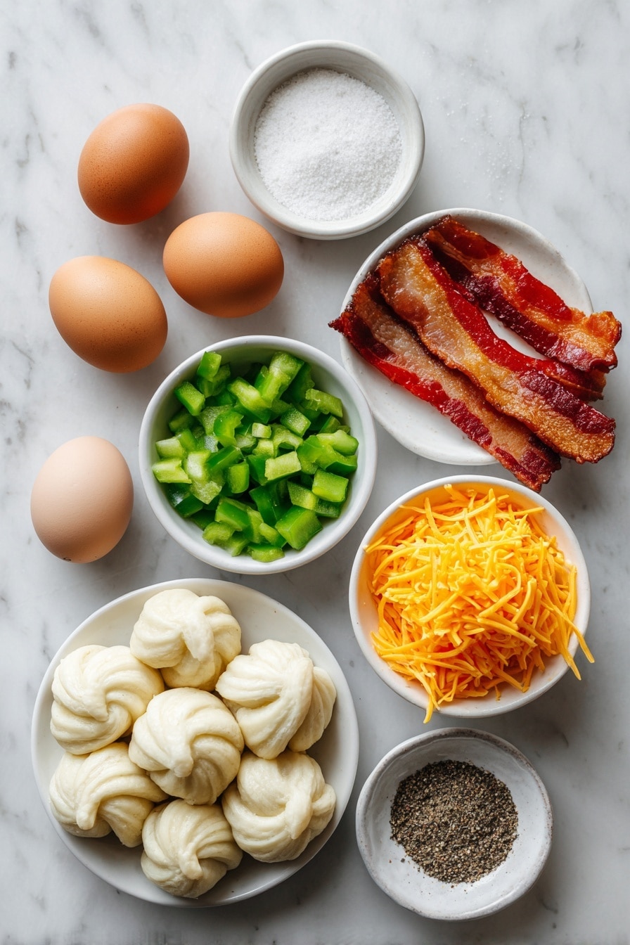 Flat lay of a small white ceramic bowl of vibrant green Thai green curry paste, two large whole garlic cloves with clean, pale skins, a small white bowl of finely grated fresh ginger, a small white bowl containing pale yellow lemongrass paste, a small white bowl with clear golden vegetable oil, a small white bowl filled with creamy full-fat coconut milk, a small white bowl with amber fish sauce, a small white bowl of fine white sugar, six torn fresh dark green kaffir lime leaves, skinless boneless chicken thigh slices with pale pink color, two small Japanese eggplants sliced into thin purple rounds with white interiors, a small pile of trimmed bright green snow peas, sixteen fresh glossy Thai basil leaves, one halved lime with bright green flesh, and a small heap of crispy fried Asian shallots placed on a simple white ceramic plate, arranged in perfect symmetry and realistic proportions, placed on a clean white marble surface, soft natural light, photo taken with an iPhone, professional food photography style, fresh ingredients, white ceramic bowls, no bottles, no duplicates, no utensils, no packaging --ar 2:3 --v 7 --p m7354615311229779997 - Easy Thai Green Curry with Chicken, Thai green curry recipe, quick chicken curry Thai, authentic Thai green curry, spicy green curry with chicken