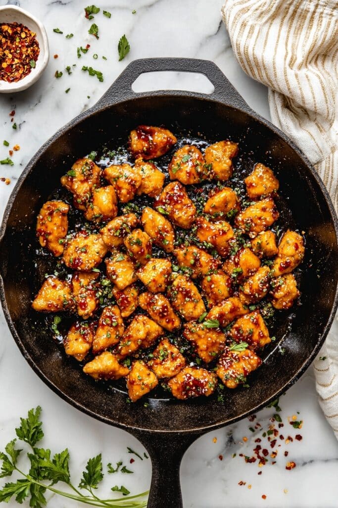Sticky Honey Garlic Chicken Bites Recipe