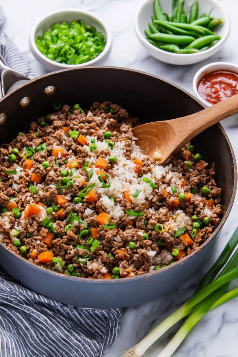Skillet BBQ Beef and Rice Dinner Recipe