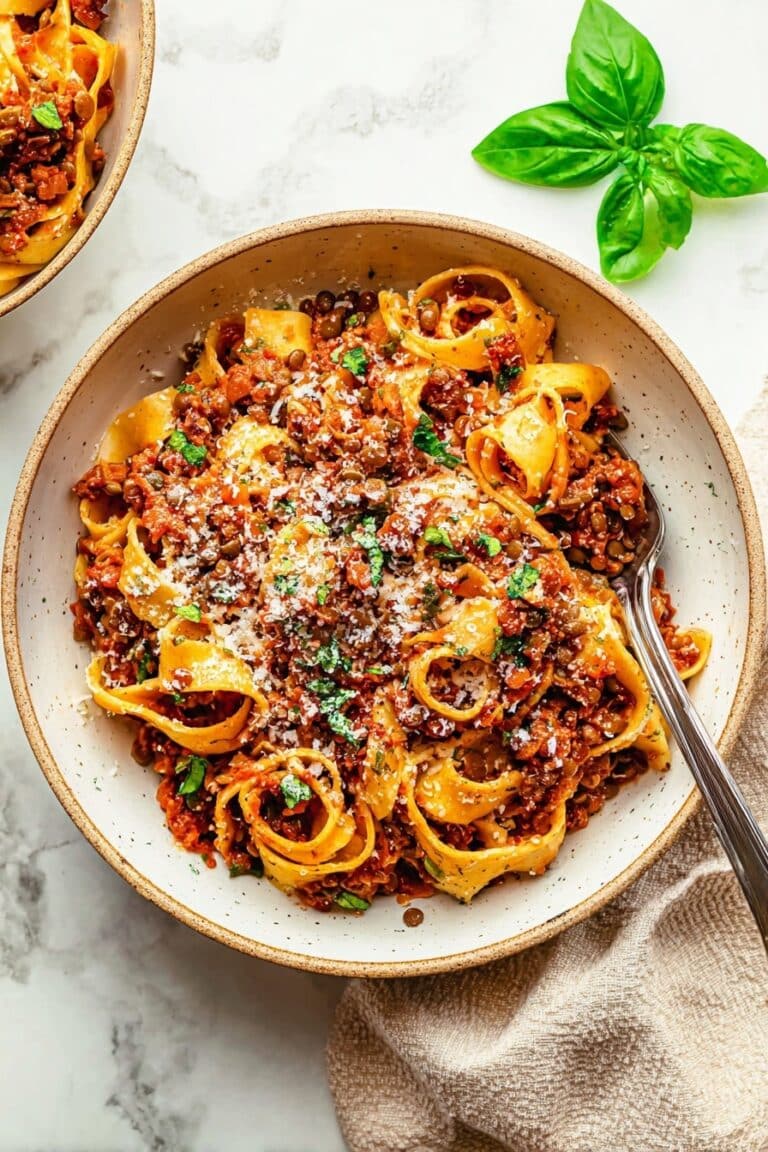 Vegan Lentil Bolognese with Pasta Recipe