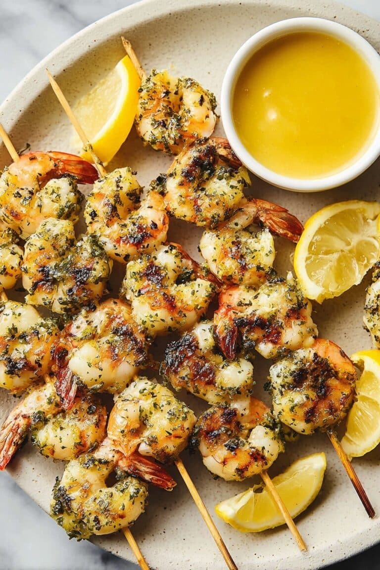 Lemon Garlic Grilled Shrimp Skewers Recipe