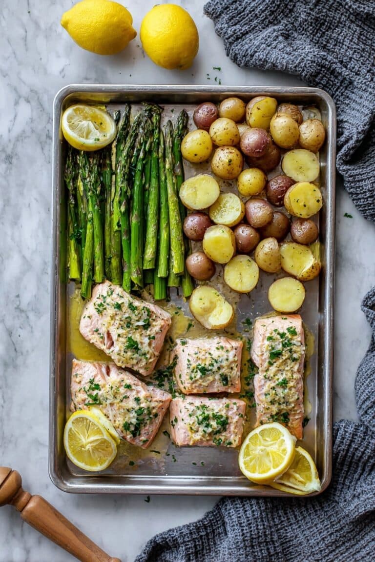 Lemon Garlic Salmon with Roasted Asparagus Recipe