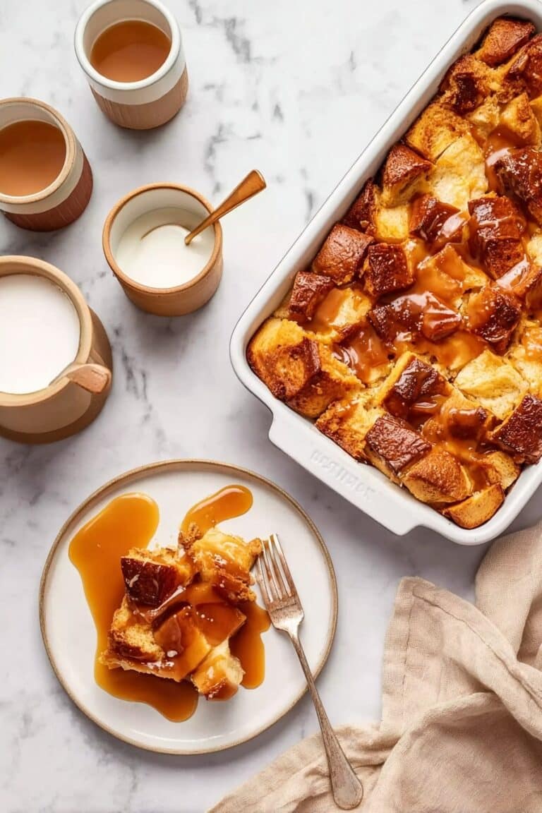 Caramel Bread Pudding with Homemade Sauce Recipe