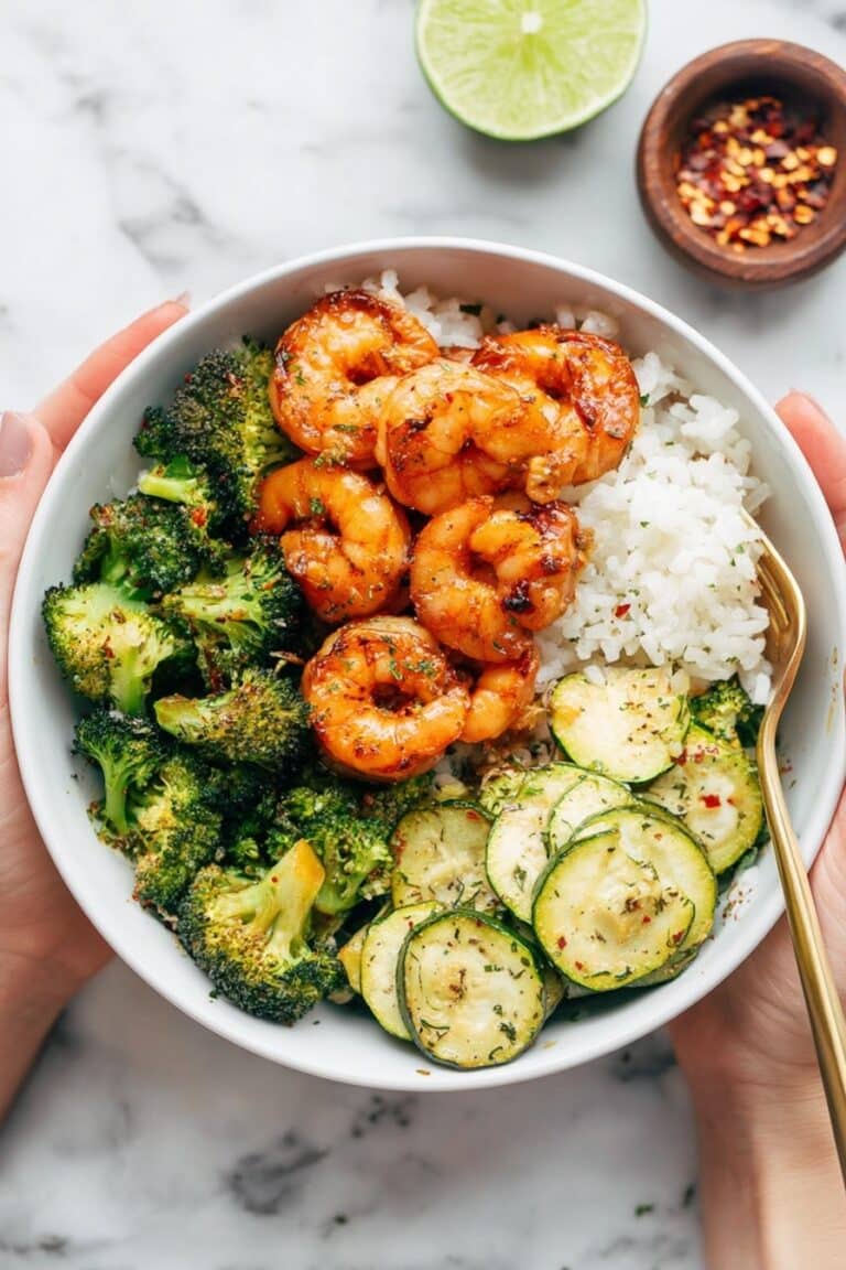 Spicy Shrimp Bowl with Veggies and Rice Recipe