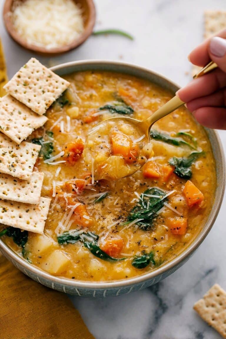 Creamy Lentil Soup with Crispy Tortilla Topping Recipe