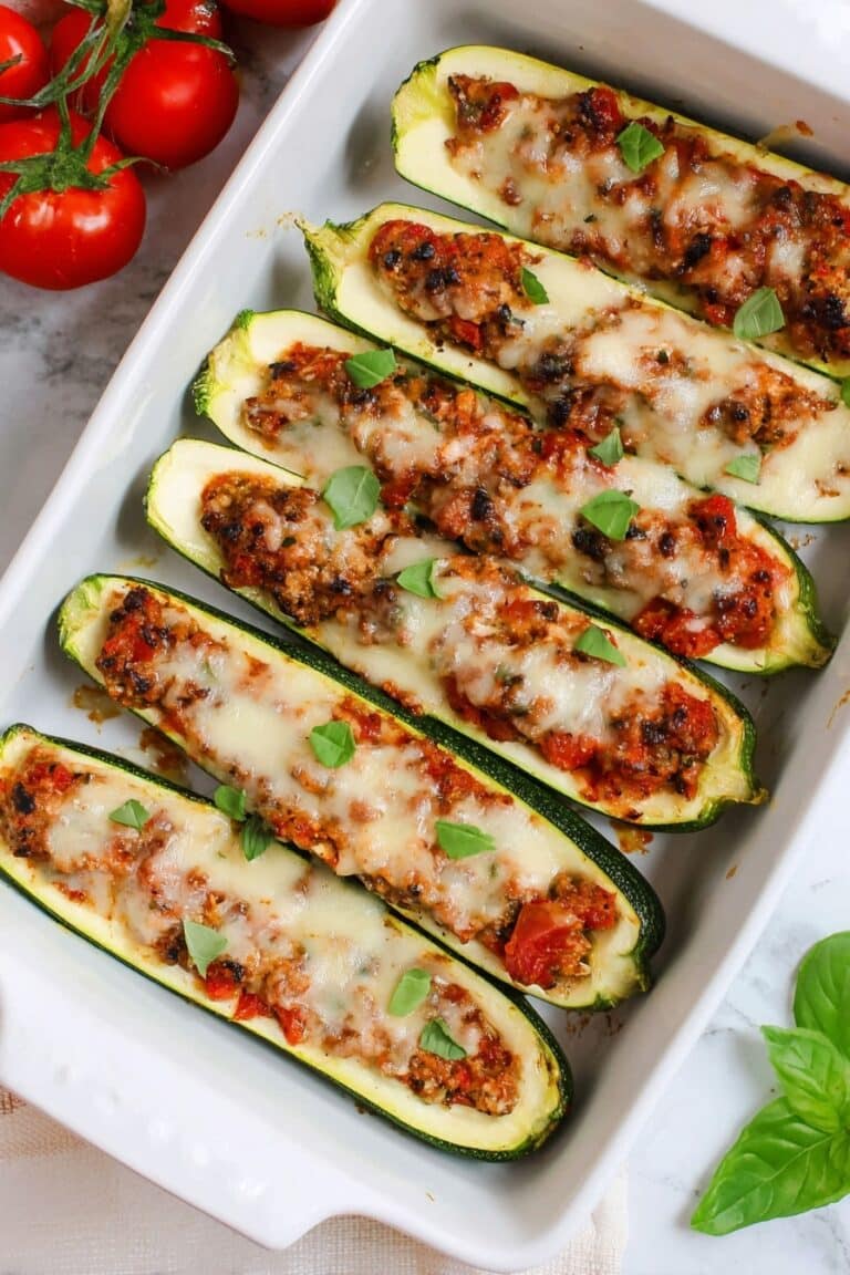 Tuscan Quinoa Stuffed Zucchini Boats Recipe