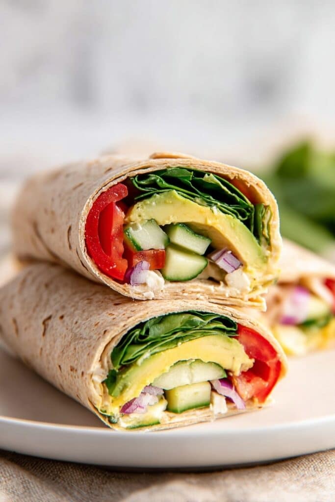 Veggie Hummus Wrap with Feta Recipe